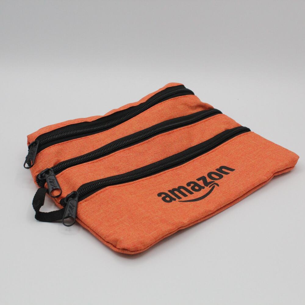 NEW Amazon Orange Zip Travel Organizer Pouch Bag 9" x 7.75" 4 Pockets - Picture 3 of 3